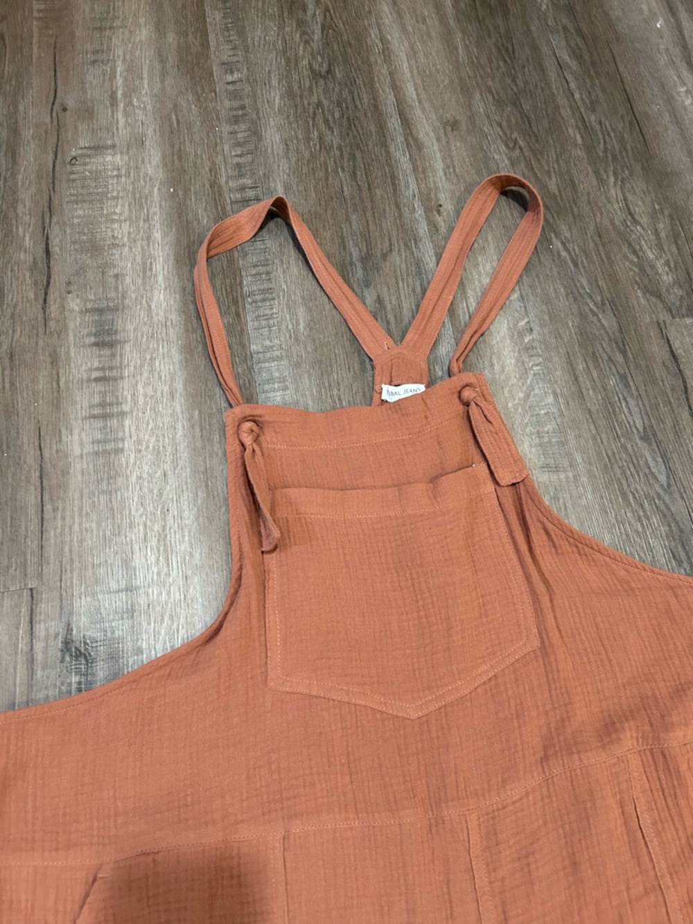Boho Chic Gauze Cotton Rust Overalls NWT Women’s size XXL - Picture 3 of 12
